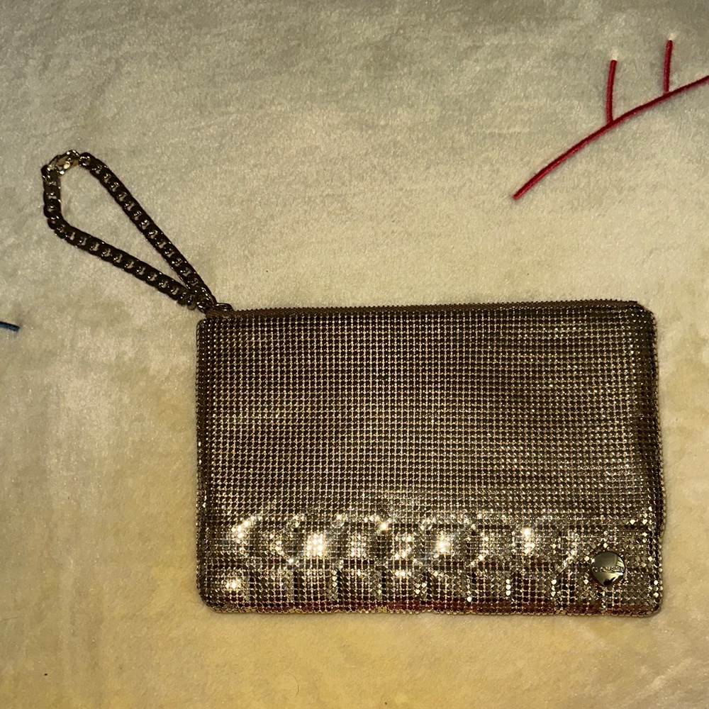Glomesh Gold Mesh Wristlet Clutch